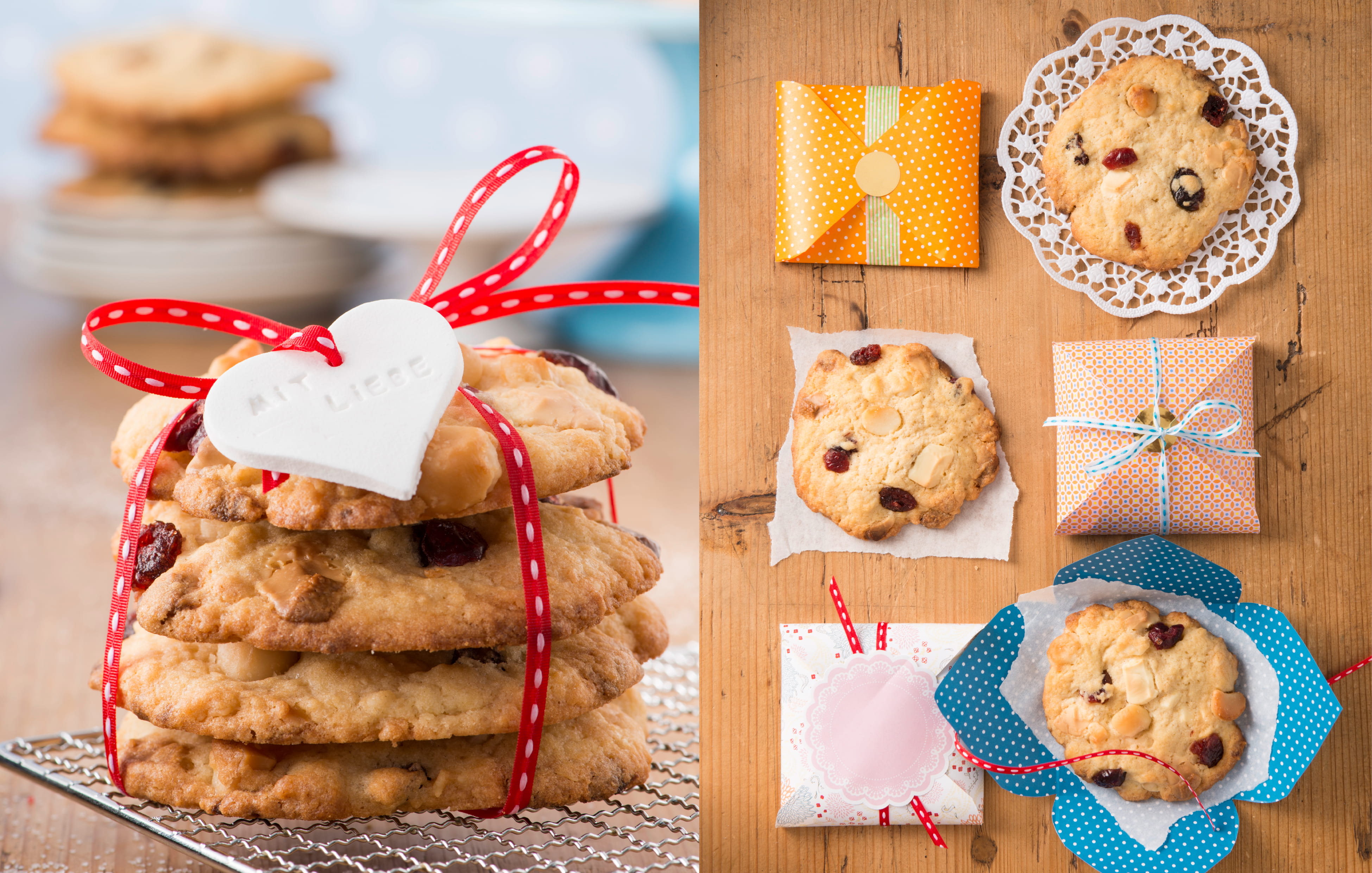 Schoko-Cookies mit Macadamia-Nüssen und Cranberries | Sanella